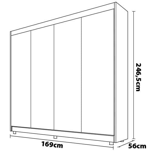 Guarda-Roupa Europa Palermo com 169 cm de Largura, 4 Portas e 3 Gavetas Peroba