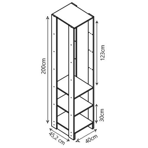 Armário Closet Nova Mobile Slim Yes com 3 Prateleiras e Cabideiro Grafite