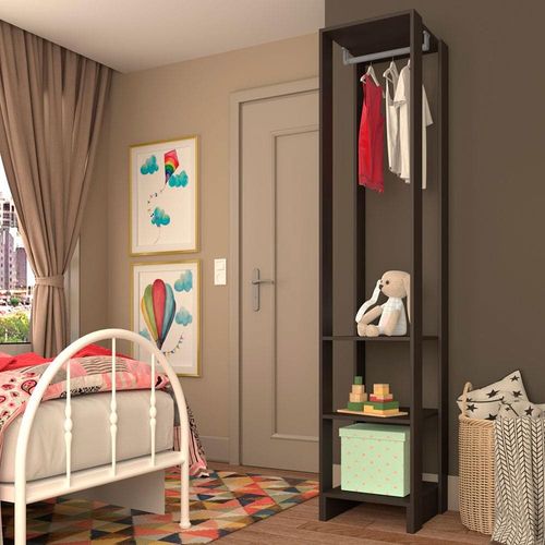 Armário Closet Nova Mobile Slim Yes com 3 Prateleiras e Cabideiro Grafite