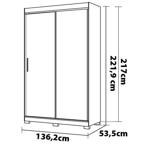 Guarda-Roupa Solteiro Bartira América com Espelho, 2 Portas, 2 Gavetas e 136,2 cm de Largura Branco