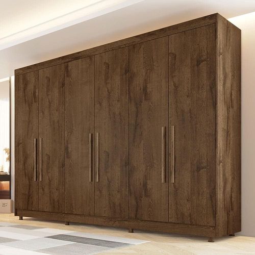Guarda-Roupa Casal Europa Palermo com 250 cm de Largura, 6 Portas e 6 Gavetas Brauna