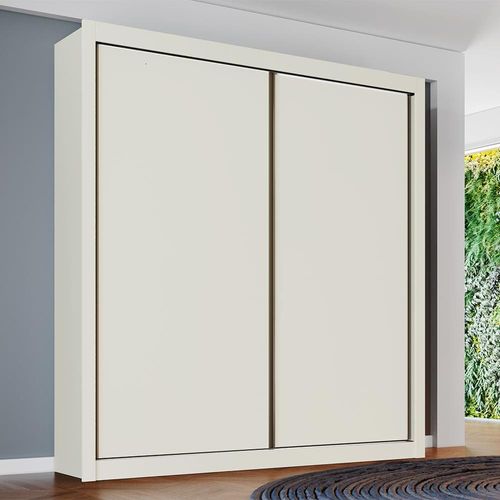 Guarda-Roupa Móveis Europa Zurique Flex com 2 Portas de Correr e 4 Gavetas Off White