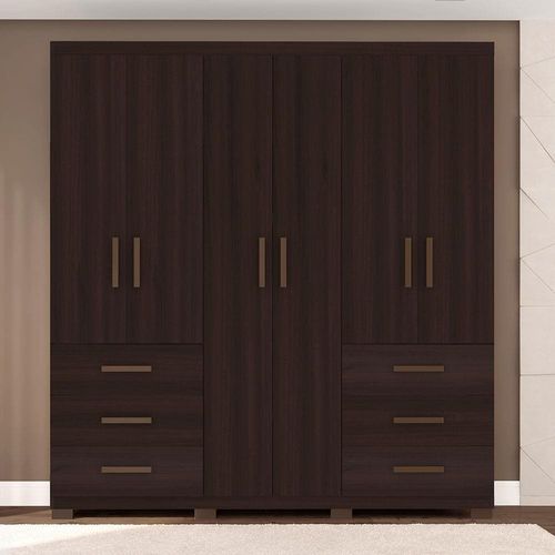 Guarda-Roupa Casal Bartira Santiago com 209,2cm de Largura, 6 Portas e 6 Gavetas Externas Café