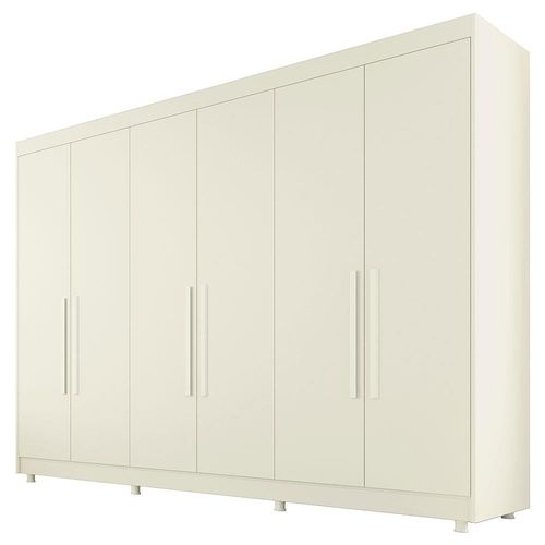Guarda-Roupa Casal Europa Palermo com 250 cm de Largura, 6 Portas e 6 Gavetas Off White
