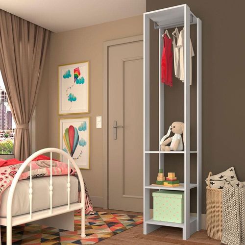 Armário Closet Nova Mobile Slim Yes com 3 Prateleiras e Cabideiro Branco