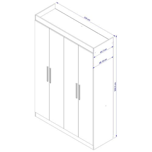Guarda-Roupa Bartira Ville com 4 Portas, 2 Gavetas e 2 Prateleiras - 134cm de largura Avelã/Capuccino
