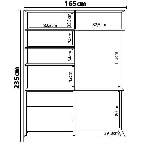Guarda-Roupa Nova Mobile Magic com 2 Portas de Correr, 3 Gavetas e Espelho Branco