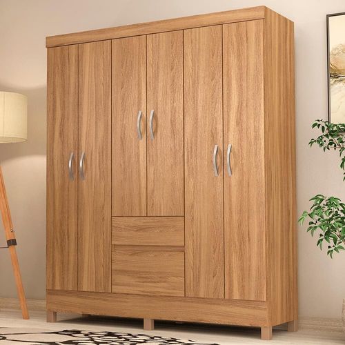 Guarda-Roupa Bartira Brusque II com 149 cm de Largura, 6 Portas e 2 Gavetas Amêndola
