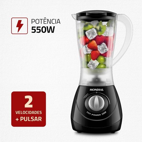 Liquidificador Mondial Power- L-550 2 Velocidades + Pulsar 550W - Preto 220V