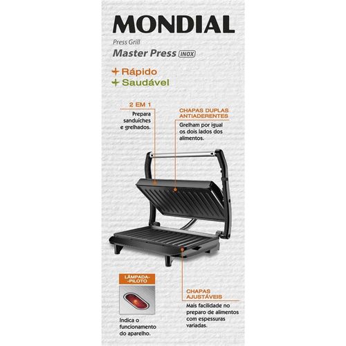 Sanduicheira Grill Mondial Master Press PG-01 - Inox 220V