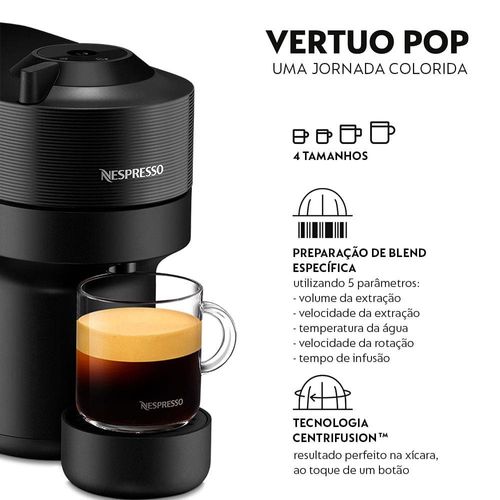 Máquina de Café Nespresso Vertuo Pop com Kit Boas-Vindas – Preta 220V