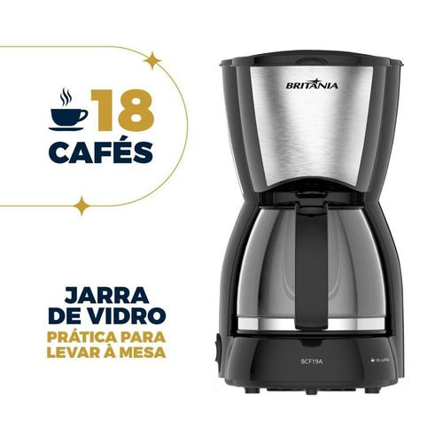 Cafeteira Elétrica Britânia BCF19 18 xícaras - Preto e Inox 110V