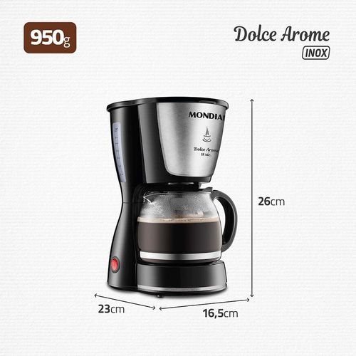 Cafeteira Elétrica Mondial Dolce Arome Inox C-30 18 Xícaras - Preta 110v
