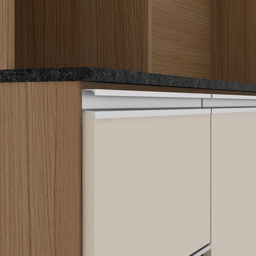 Cozinha Compacta Poliman Alice com 6 Portas, 1 Gaveta e 2 Prateleiras - 160cm de largura Carvalho/Off White