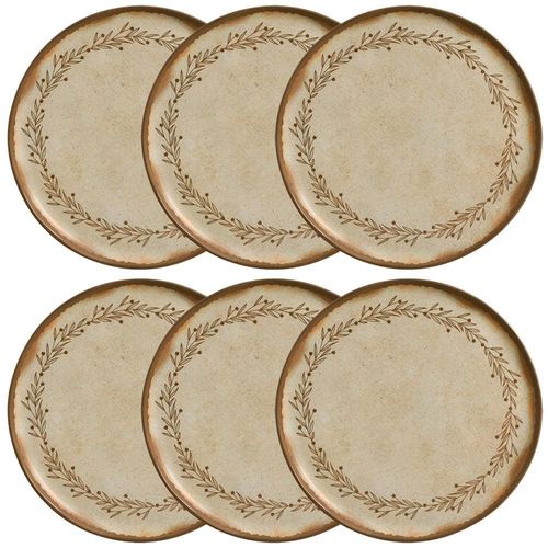 Conjunto com 6 Pratos Rasos Porto Brasil Bio Nativa em Stoneware 27,5 cm – Cinza