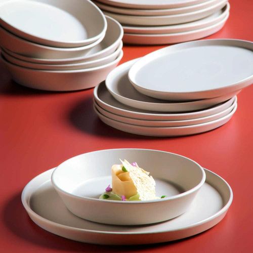 Conjunto com 6 Pratos Fundos Porto Brasil Neo Vit em Stoneware 19,5 cm – Cinza