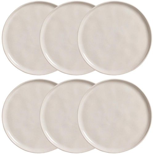 Conjunto com 6 Pratos Rasos Porto Brasil Clay em Cerâmica Stoneware 27,5 cm - Areia