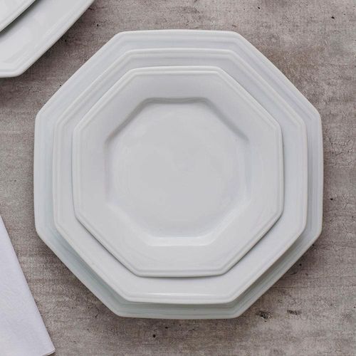 Conjunto com 6 Pratos Rasos Schmidt Prisma em Porcelana 28 cm - Branco