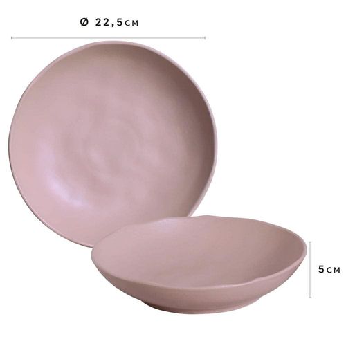 Conjunto com 6 Pratos Fundos Porto Brasil Bio Mahogany em Stoneware 22,5 cm – Marrom