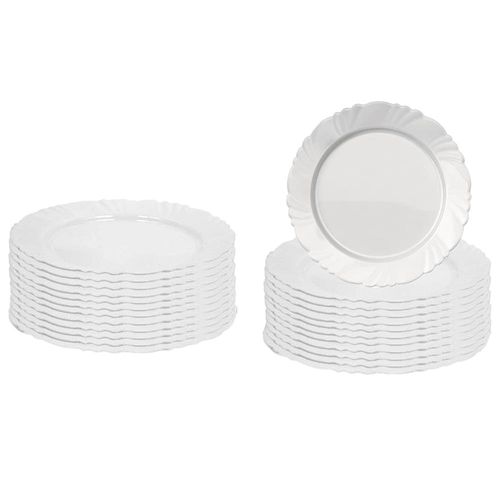 Conjunto de Pratos Rasos Duralex Pétala em Vidro 25,5 cm Branco – 24 Peças