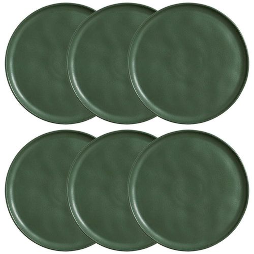 Conjunto com 6 Pratos Rasos Porto Brasil Bio Leaf em Stoneware 27,5 cm – Verde