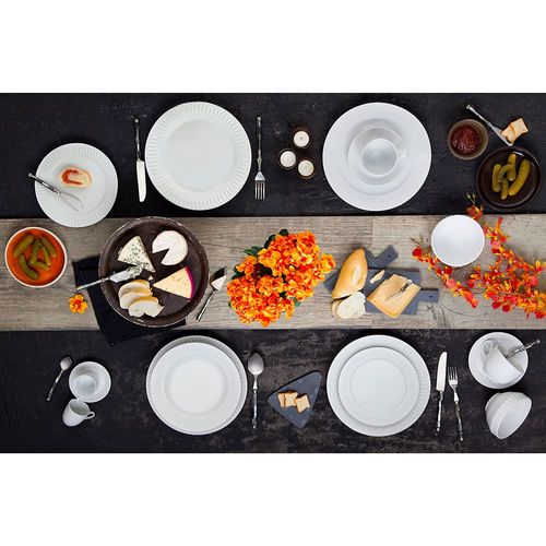 Conjunto de Pratos Fundos Germer Diamante em Porcelana Branco – 6 Peças