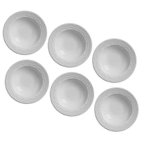Conjunto de Prato Fundo Porto Brasil Madeleine em Faiança Feldspática - 6 Peças Branco