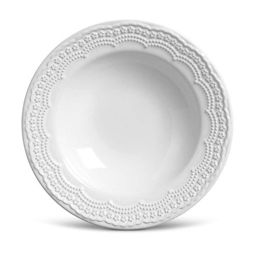 Conjunto de Prato Fundo Porto Brasil Madeleine em Faiança Feldspática - 6 Peças Branco
