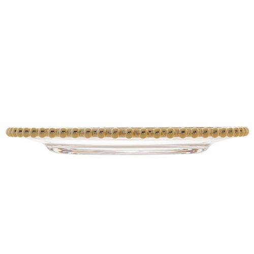 Prato Raso Wolff Pearl com Borda Dourada - 28 cm