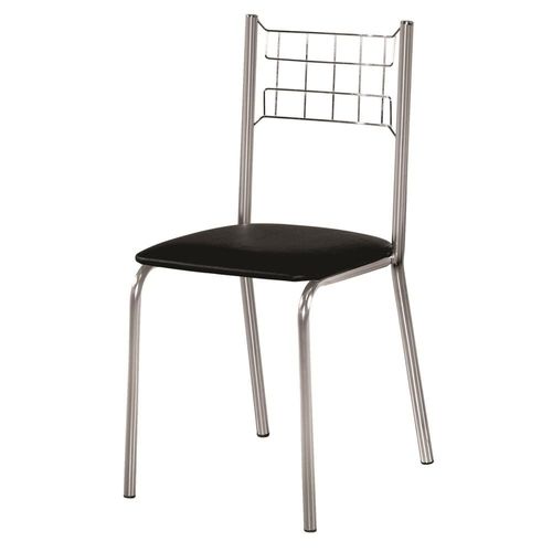 Cadeira Aço Nobre Íris com Assento em Corino Cromada/Preta