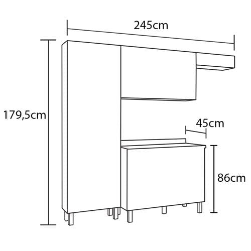 Cozinha Completa Itatiaia Diamante com 13 Portas e 4 Gavetas - 245cm de largura Branco/Preto