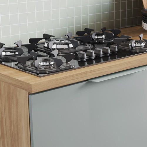 Cozinha Completa Nesher Marquesa em MDF com 3 Portas, 3 Gavetas, 3 Prateleiras - 190cm Verde/Nature