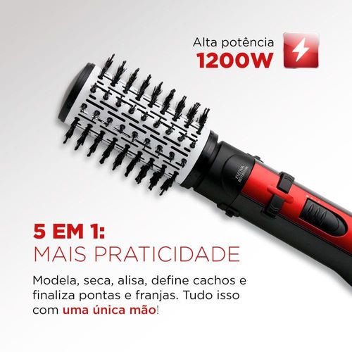 Escova Rotativa Mondial Ceramic Íon Turbo ER-09 - Vermelho 220v