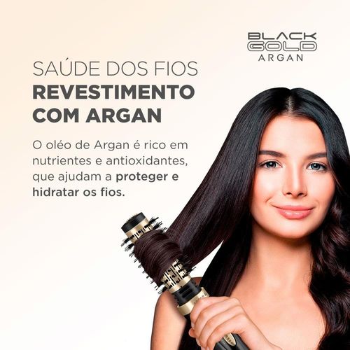 Escova Rotativa Mondial Argan ER-11 1000W - Black Gold 110v