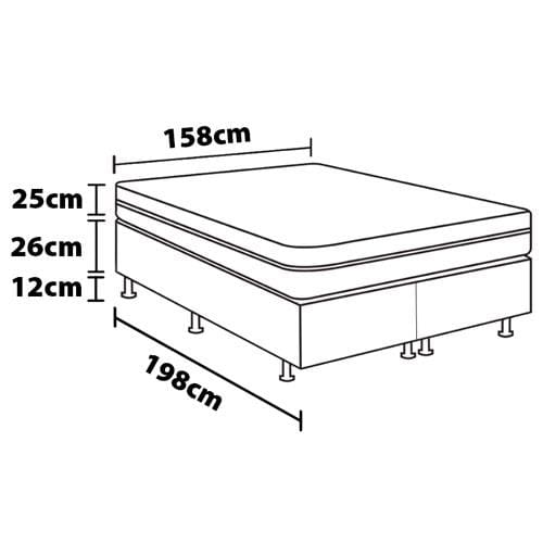 Cama Box Queen Size Umaflex New Itália com Molas Ensacadas e Pillow Top D26 - 63x158x198cm - Branco/Marrom