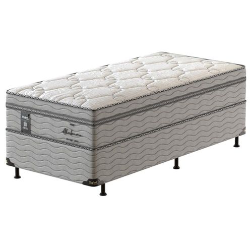 Cama Box Solteiro Probel Alabama com Euro Pillow e Molas Ensacadas 68x88x188 cm - Branco/Cinza