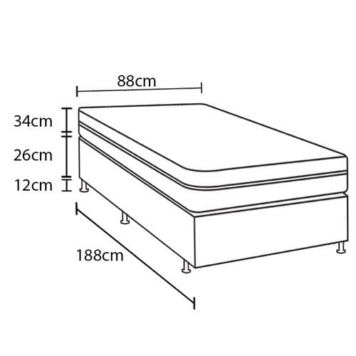 Cama Box de Solteiro Probel Fort Comfort com Pillow Top e Molas Prolastic 72x88x188cm - Branco/Bege