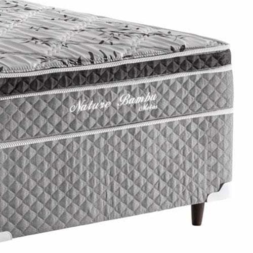 Cama Box Conjugada Solteiro Herval Nature com Pillow Inn e Molas Bonnel 56x88x188cm - Cinza/Branco Floral