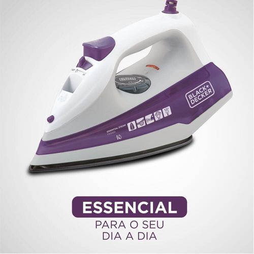 Ferro a Vapor Black+Decker FX1000 com Spray – Branco/Roxo 220V
