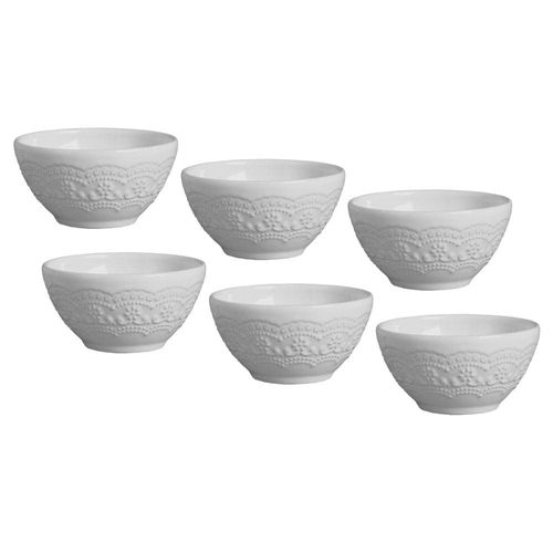 Conjunto Bowl para Servir Porto Brasil Madeleine em Faiança Feldspática - 6 Peças Branco