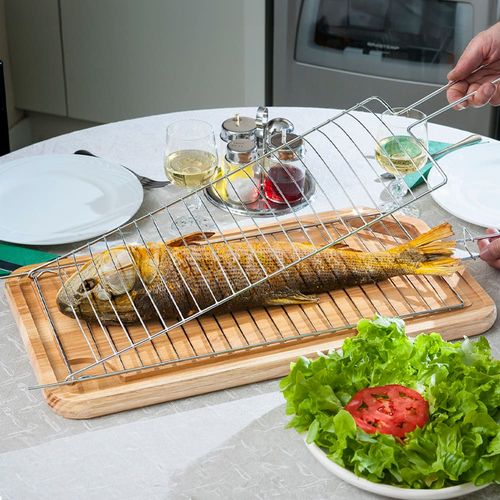 Grelha Dupla para Peixe Utimil Pequena em Aço Cromado