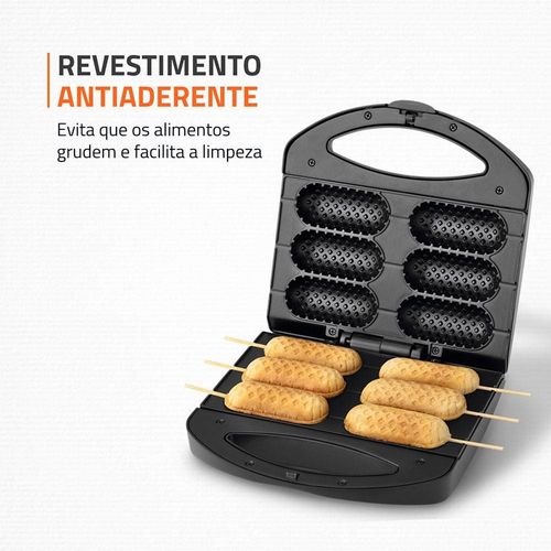 Crepeira Pratic Crepe & Hot Dog Mondial CP-01 Prepara 6 Crepes com 850W de Potência - Preta 110V