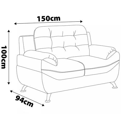 Sofá 3 e 2 Lugares Linoforte Mercury Revestido em Tecido Suede Vermelho Carmim