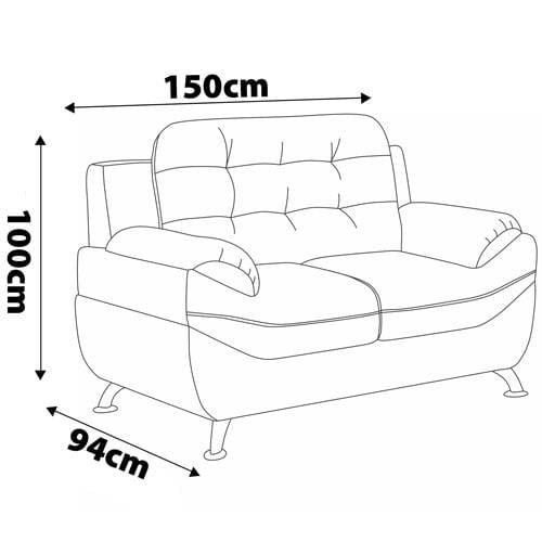Sofá 2 Lugares Linoforte Mercury Revestido em Tecido Suede 150cm de Largura Areia