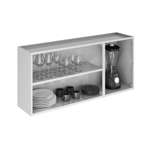 Armário Aéreo Itatiaia Tarsila com 3 Portas de Vidro e 1 Prateleira - Branco - 120cm de largura