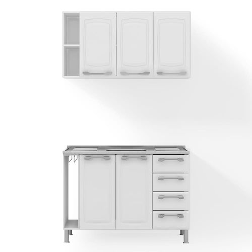 Cozinha Modulada Itatiaia Diamante com 2 peças, 5 portas e 4 gavetas - 120 cm de largura COZINHA-DIAMANTE-2-PCS