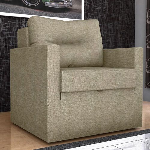 Sofá-Cama Matrix Marissol Retrátil com 1 Lugar, Braços e Revestimento em Tecido Veludo Light - 90cm de largura Bege