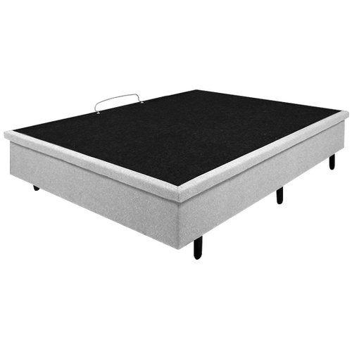 Base Box para Colchão de Casal MGA Lift Cotton com Baú e Pistão à Gás - 39x138x188cm Cinza
