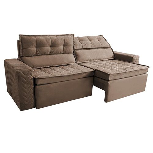 Sofá 3 Lugares Cama inBox Belém Retrátil/Reclinável com 200 cm de Largura e Revestido em Suede Velusoft Castor