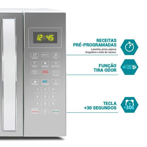 Micro-ondas Philco PMO38E 1400W com Função Manter Aquecido e Tirar Odor – Branco Espelhado 220V